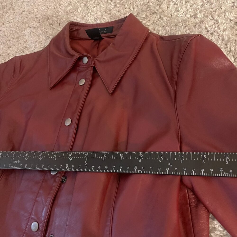 Franchesca Burgundy Genuine Leather Snap Jacket Size M - Picture 9 of 10